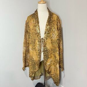 NWT Scala sequin leopard top gold size 20W